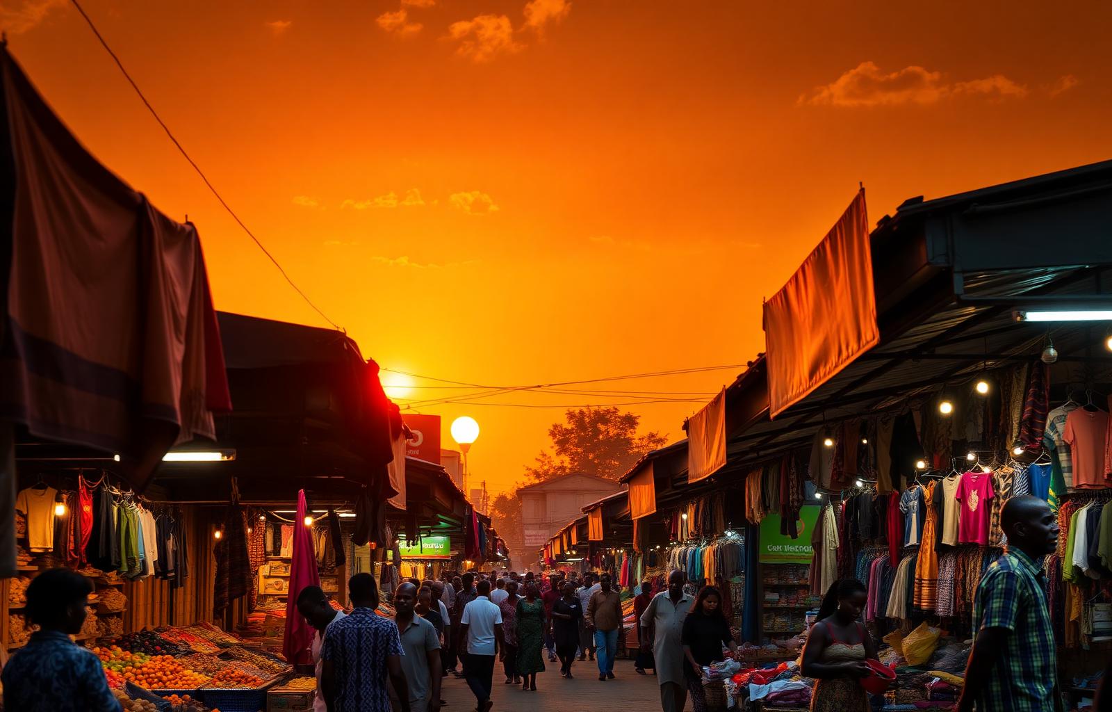 Owerri marketplace at sunset